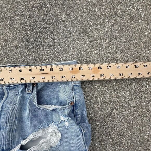 Levis 501 Premium Cut Off Jean Shorts Womens 26x3 Blue Button Fly Festival Denim - Picture 3 of 10